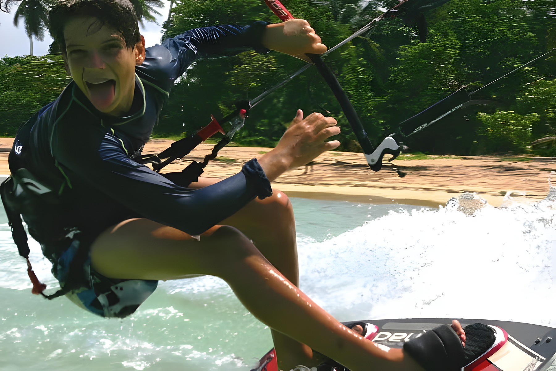Teenage Hugo Beaumont grinning at the camera mid-session